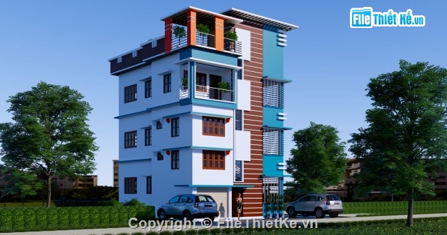 Nhà phố 5 tầng,Revit nhà phố,rrevit 2020 nhà phố